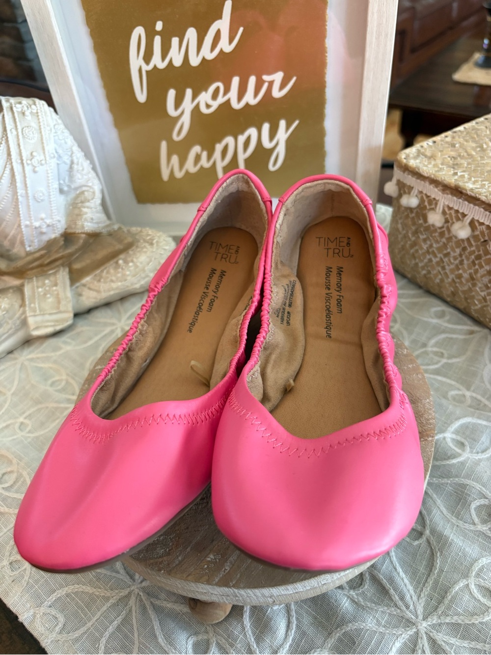 Time and Tru Hot Pink Elastic Ballet Flats